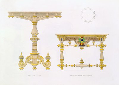 Centre Table and Drawing Room Side Table, 1833 by Richard Bridgens